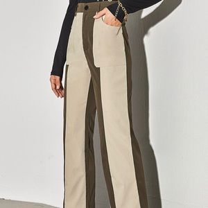 two tone straight leg pants